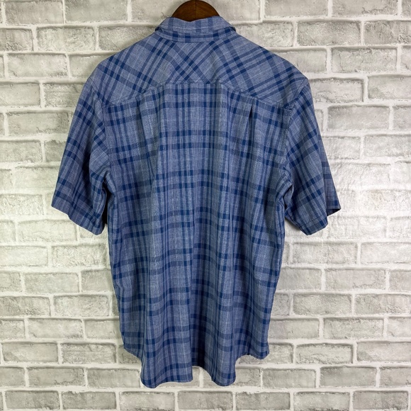 Orvis Cobalt Blue Plaid 100% Polyester Button Up Short Sleeve Shirt Mens XL - Picture 4 of 7